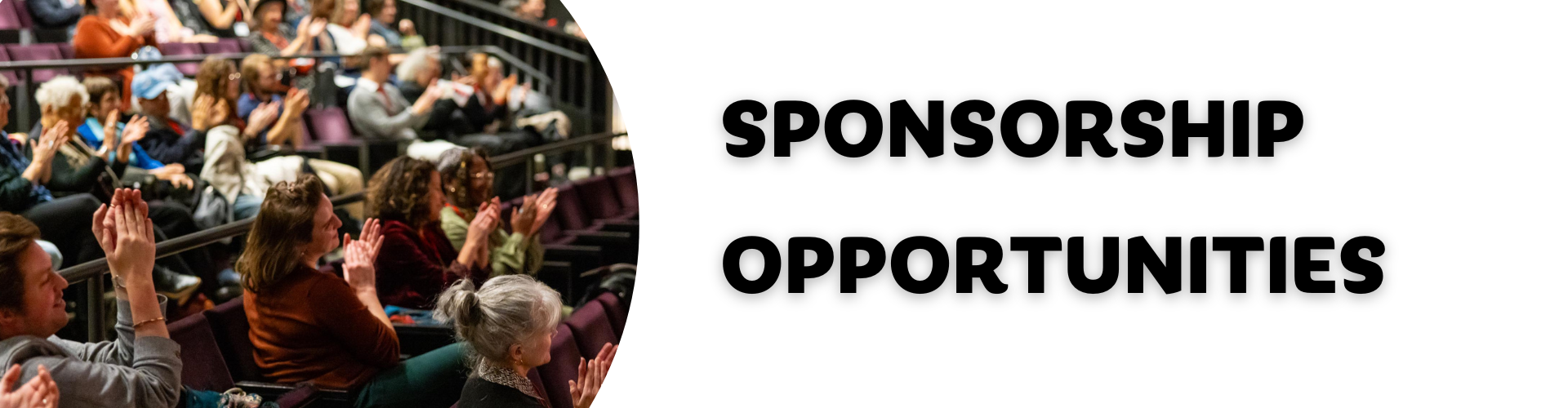 The words "Sponsorship Opportunities" in black next to a photo of people in an audience applauding
